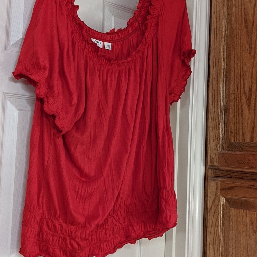 26/28 Cato red off the shoulder banded cotton top
